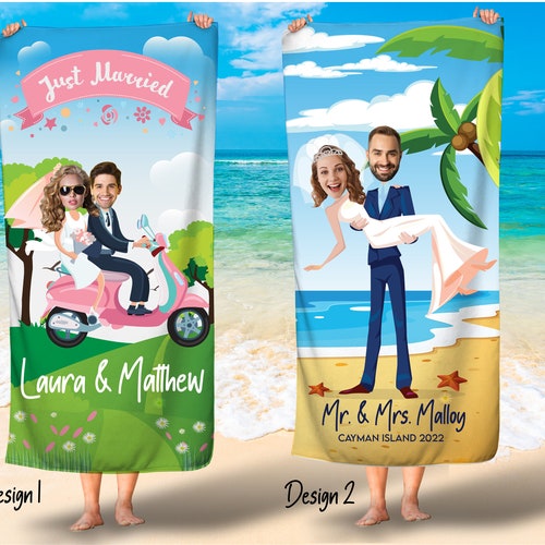 Your Face Wedding Beach Towels/ Couples Beach Towels/mr& Mrs Etsy