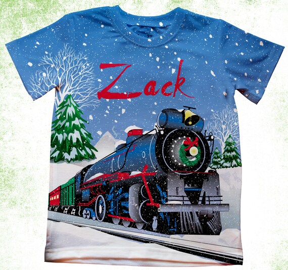 Christmas Train T-Shirt/Personalized Xmas T-Shirts/Kids Christmas train Shirts/Onesie®Youth and Adult Shirts/Christmas Party Il_570xn