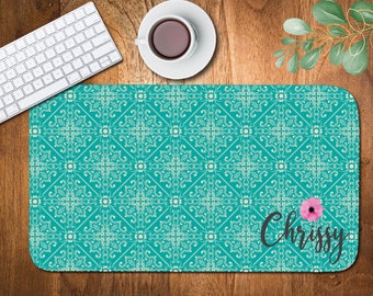 Personalized Desk Mat, Personalized Desk Cushion Pad, Custom Desk Pad, Monogrammed Desk Blotter Mat, Mouse Pad, Teal Decor