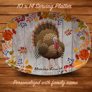 Turkey Serving Platter, Thanksgiving Turkey Plate, Personalized Thanksgiving Turkey Platter, Blessed Family Platter, Custom Turkey Tray