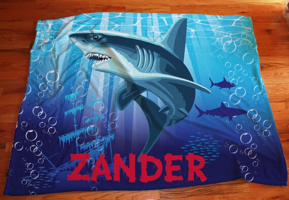 Shark blankets, Personalized shark blanket, shark boys bedding, Custom bedding for boys, Under the sea Il_570xn