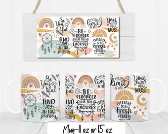 Boho Self Love Positive Affirmation Mug/Positivity Mug/ Boho Mug /Daily Affirmations Mug/Mental Health Mug/BoHo Inspirational Quote Mug
