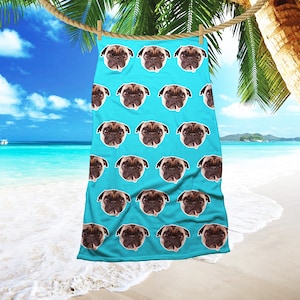 Your Dog on a beach towel, Custom Face beach towel, Pet/Human face towel, Personalized beach towel, custom gifts,