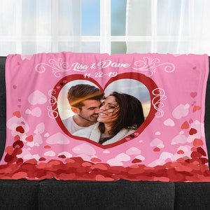 Manta de parejas, manta de novio, manta de corazones de fotos, mantas para novia, mantas del día de San Valentín, regalos de la pareja de fotos
