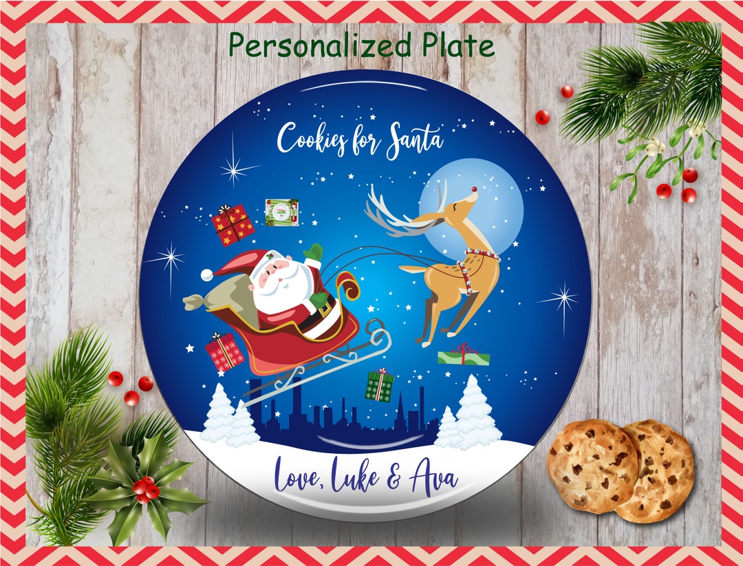 Personalized Santa's Cookie Plate, Kids Holiday Plate, Personalized ...