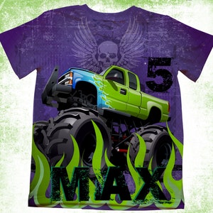 Personalized Monster Truck T-Shirts/Kids Birthday Shirts/Birthday Truck Shirt/Onesie®,Youth and Adult Shirts/Family Monster Truck Shirts
