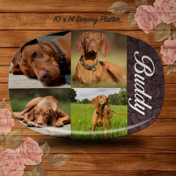 4 Photo Platter, Photo Serving Platter, 10x14 Platter, Custom Platter, Design Your Own Platter, Serving Platter, Dog Lover Gifts