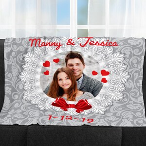 Manta de parejas, manta de novio, manta de corazones de fotos, mantas para novia, mantas del día de San Valentín, regalos de la pareja de fotos