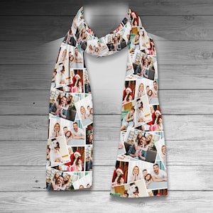 Collage Photo Scarf, Your Photos on a scarf, Women&#39;s Scarfs, Grandkids on Scarf, Family on a Scarf, Mothers Day Gifts, Memory gifts