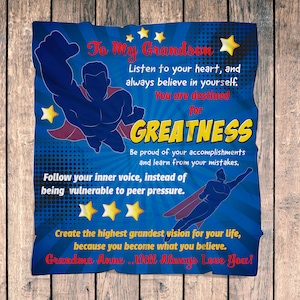 To My Grandson Blanket, Kids Birthday Blankets, Superhero Blankets For boys, You are great Blankets, Gifts From Grandma, Boys Inspiration