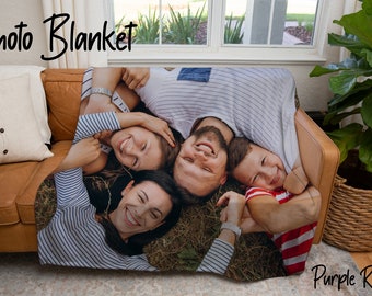 Family Photo blanket, fleece blanket, Custom Photo blanket, Personalized blanket, Picture blankets, Free Shipping, 3 sizes, Sherpa Blanket