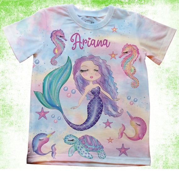 Mermaid Girls Shirt/Personalized magical Mermaid Party T-Shirts/Kids Birthday Shirts/Onesie®,Youth and Adult Shirts/Mermaid Party Il_570xn