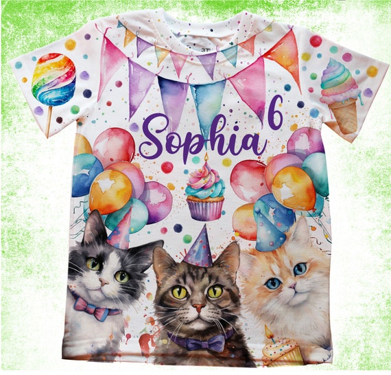 Cat Birthday Shirt personalized Cat Pawty Party T shirts kids Birthday Shirts onesie youth and Adult Shirts cat Party kitten Birthday Etsy UK