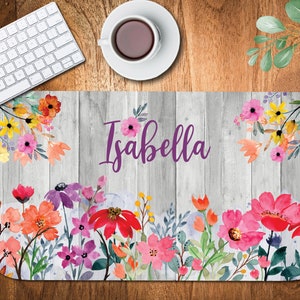 Personalized Desk Cushion Pad, Personalized Desk Mat, Custom Desk Pad, Monogrammed Desk Blotter Mat, Mouse Pad, White Vintage Wood