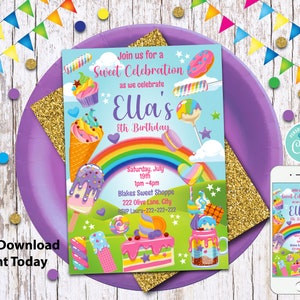 Candy Invitation/SVG Candy Sweet Shoppe Invitation/Sweet Shoppe Birthday Party/Candy Birthday Invitation/Candy land Birthday/Digital File