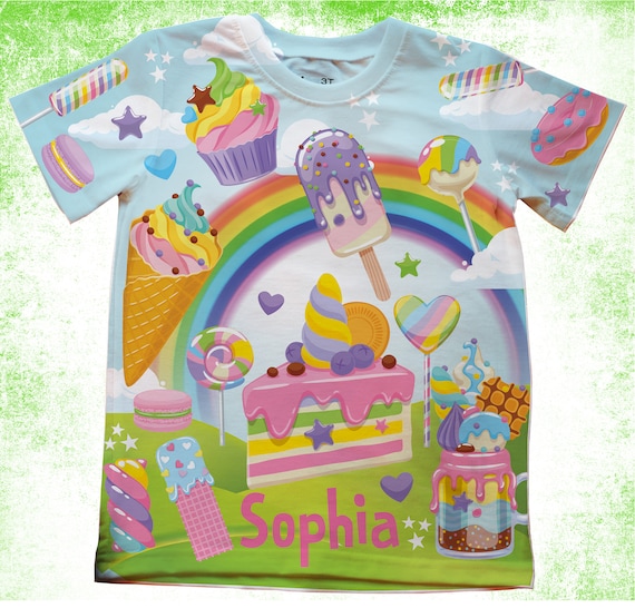 Candyland Unicorn Shirt/Personalized Rainbow Unicorn Party T-Shirts/Kids Birthday Shirts/Onesie®,Youth and Adult Shirts/Candyland Party Il_570xn