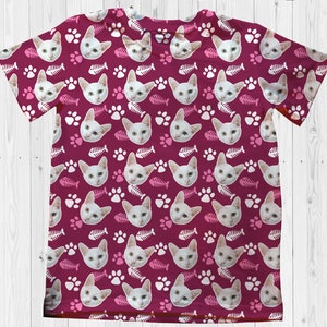 Cat T-shirts, Cat Face T-shirt, Faces On Shirt ,Pet Face Tee, Personalized Pet Photo Gift, Custom Face T-shirts, Personalized Face Shirts