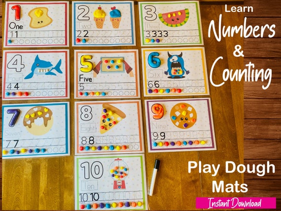 Math Clay Mats, Numbers Play Mats, Homeschool Activities, Writing Practice, Spelling Practice, Counting Play Busy Book, Clay Mats Il_570xn