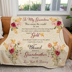 Zu meiner Großmutter Decke, Muttertagsdecken, Geburtstagsdecken, Florale Decke für Oma. Geschenke von Kindern bis Oma, nana, gigi, maw