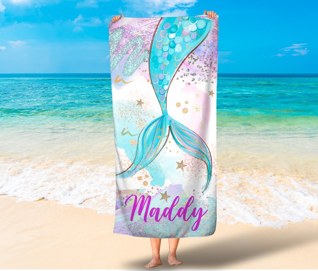 Personalized Mermaid Tail Towel kids Beach Towel girls Beach