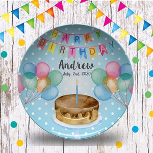 Personalized Birthday Plate/Boys Bday Party Plate/Happy Birthday Plate/First Birthday Boys or Girl/ Cake Birthday Plate/ 1st Birthday