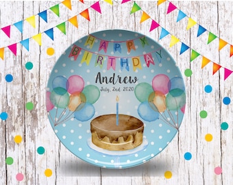 Personalized Birthday Plate/Boys Bday Party Plate/Happy Birthday Plate/First Birthday Boys or Girl/ Cake Birthday Plate/ 1st Birthday