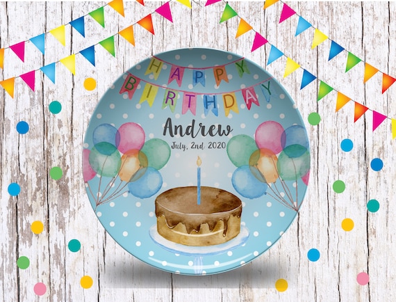 Personalized Birthday Plate/Boys Bday Party Plate/Happy Birthday Plate/First Birthday Boys or Girl/ Cake Birthday Plate/ 1st Birthday Il_570xn