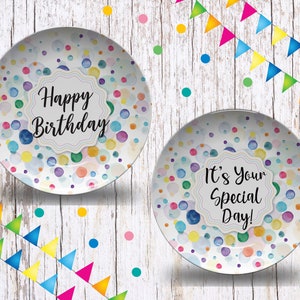 Celebration Plate/You Are Special Party Plate/Happy Birthday Plate/Milestone Birthday/Birthday Plate/Confetti Bday Plate/Anniversary Plate