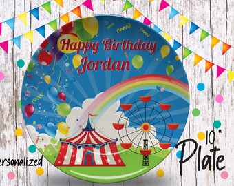 Carnival Birthday Plate/Going To The Fair Plate/Birthday Party Plate/Happy Birthday Plate// Birthday Keepsake/Boys 1st Birthday