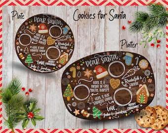 Cookies for Santa/Personalized Santa Cookie Platter/Kids HolidayCookie Plate/Custom Christmas Plate/Christmas Platter/Carrots for Reindeer