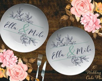 Monogram Personalized Cake Plates, Wedding Table Decor, Wedding Dessert Plates, Farmhouse Wedding, Bridal Shower Gift,