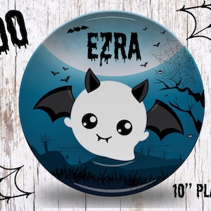 Ghost Bat Halloween Plate, Bat Halloween Plate, Halloween Custom Plate, Halloween Mealtime, Kids Plates, Custom Plates