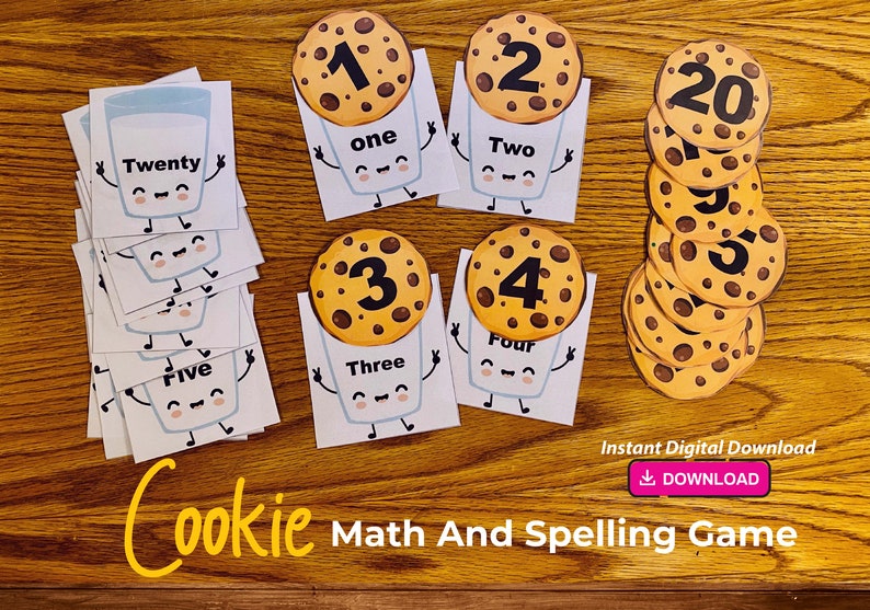 Math Matching Activity Spelling Practice Cookie Math Game Etsy