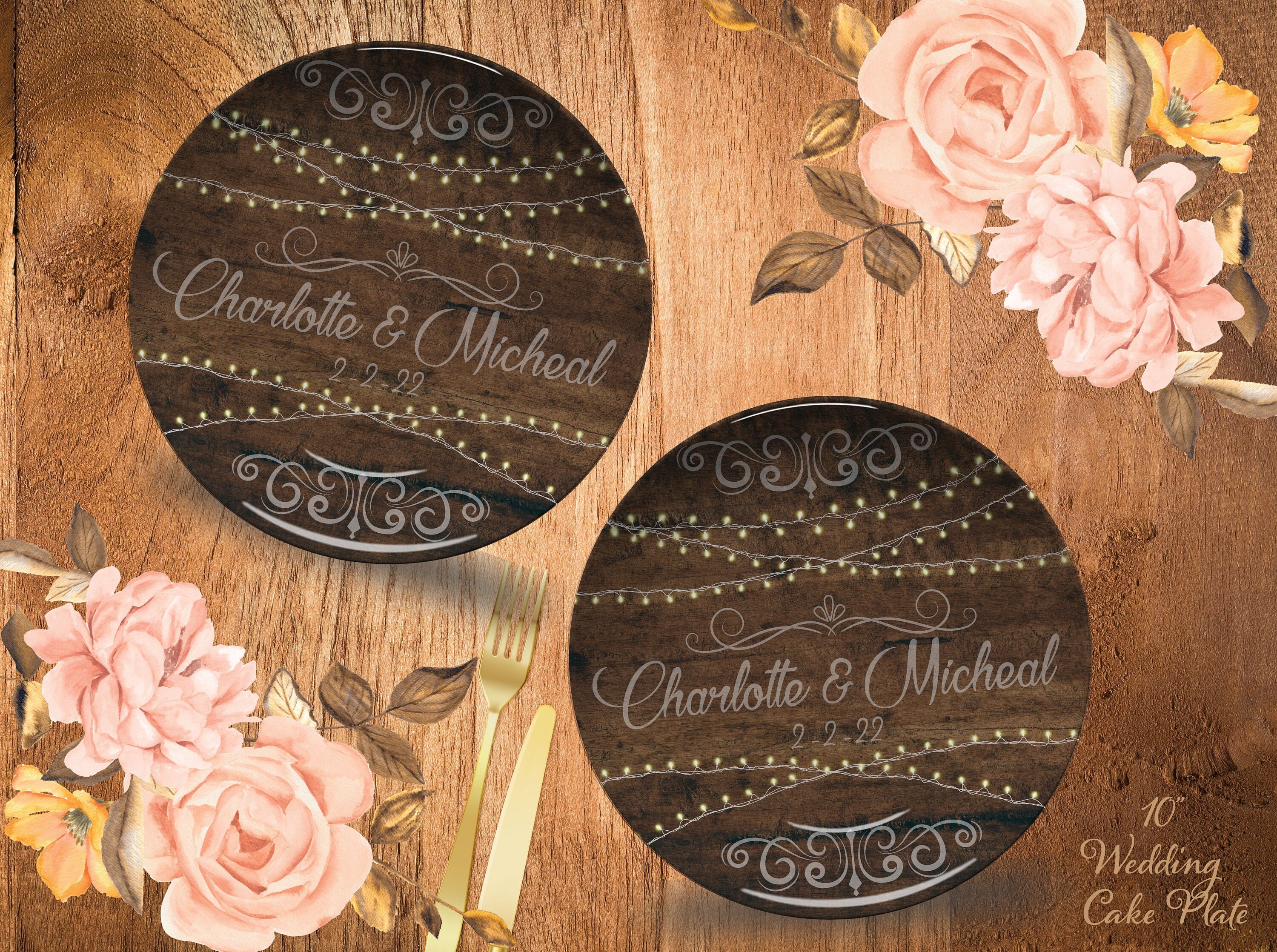 Farmhouse Wedding Plates Personalized Name Wedding Plate Rustic Wedding Bridal Shower GiftMonogram PlateEngagement