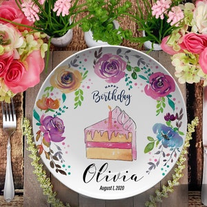 Personalized Birthday Plate/Girls Bday Party Plate/Happy Birthday Plate/First Birthday Gift Girl/ Birthday Keepsake/Girls 1st Birthday