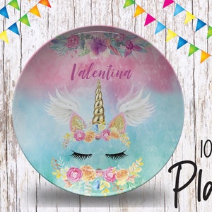 Magical Unicorn Plate/Custom Plate for Kids/ Girls Unicorn Dinnerware/Custom Kids Tableware/ Microwave Safe,Plate, Bowl, Mug image 3