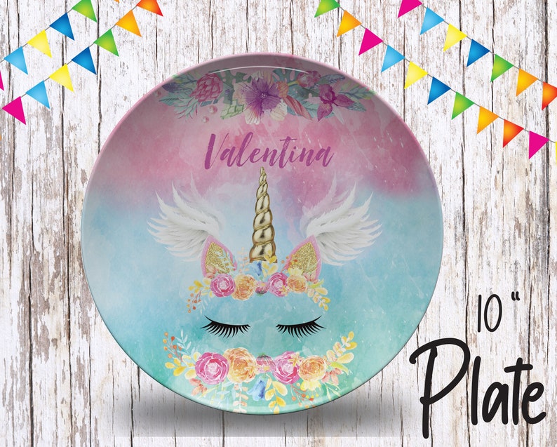 Magical Unicorn Plate/Custom Plate for Kids/ Girls Unicorn Dinnerware/Custom Kids Tableware/ Microwave Safe,Plate, Bowl, Mug image 3