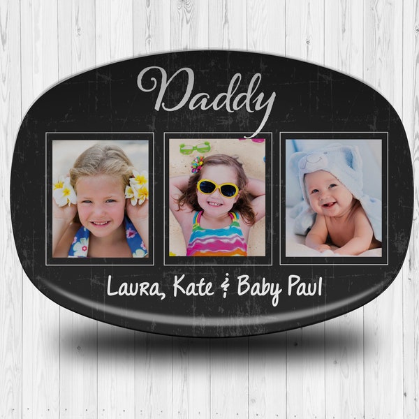 Photo Platter For Dads, Fathers Day Gifts, 3 Photo Serving Platter, Custom Serving Platter, Personalized Mens Gifts, Grandparents Gifts