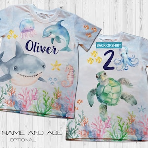 Baby Shark Under The Sea Birthday Shirts/Little Ocean Birthday/Sea Creatures Party/Sea Aquarium Bday/Sea Birthday Shirt/Ocean Party gift