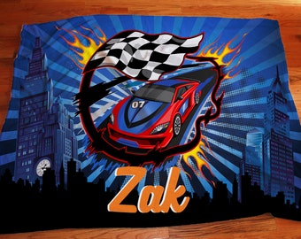 Race car blankets, Personalized cars blanket, race car boys bedding, Custom bedding for boys, Plush fleece
