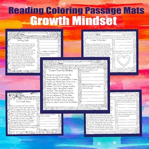 Growth Mindset worksheets, Reading Passage for grades 2 and 3, Learn at home comprehension sheets, homeschool, coloring mats,fun learning