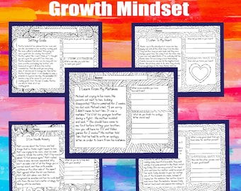 Growth Mindset worksheets, Reading Passage for grades 2 and 3, Learn at home comprehension sheets, homeschool, coloring mats,fun learning