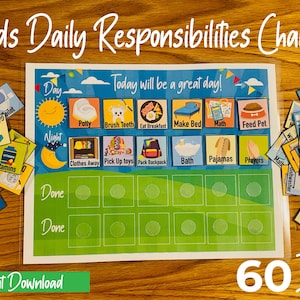 Kids Daily Responsibilities Chart, Daily Routine, Chore Chart, Daily Task List, Children's Job Poster, Daily Visual Schedule, Printable