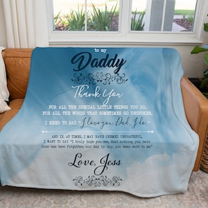 Letter to my dad,  Grandpa Blanket, Fathers Day Blankets, Birthday Blankets, Gifts From Kids to Dad, Papa, Grandfather gifts