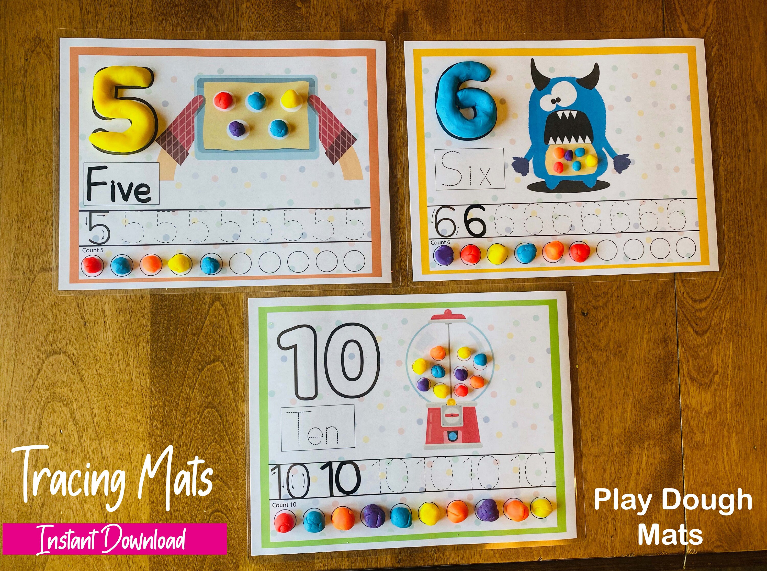 Math Clay Mats Numbers Play Mats Homeschool Activities Etsy