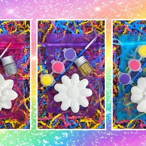 Paint Craft Kit in Organza Gift Bag/Unique Party Bag Favor/Flower Craft Gift Set/Paint Craft Party Idea/Children’s Activity Paint/Ceramic