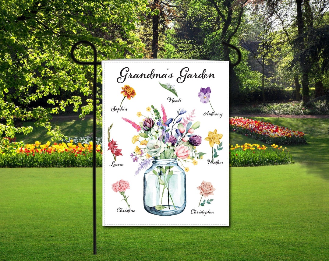 Personalized Nana's Garden Flag Sign - Gift Idea For Grandma With Up to 9 Grandkids main image 1