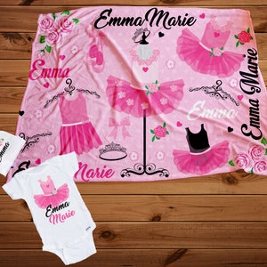 Personalized Ballerina take me home sets,  Blankets set or separates, Newborn take me home blankets, Baby ballerina bodysuit and hat,