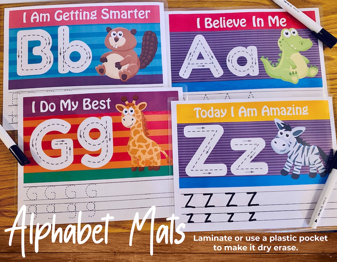 Alphabet Tracing Printable Alphabet Mats Writing Practice Etsy