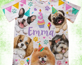 Paw-ty Geburtstags-Shirt / personalisierte Hunde-Thema-Party-T-Shirts / Kinderwelpen-Geburtstags-Shirts / Onesie®, Jugend- und Erwachsenen-T-Shirts / Hundethema-Geburtstagsgeschenk